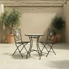 Charles Bentley Black Grey Mosaic Bistro Set Black