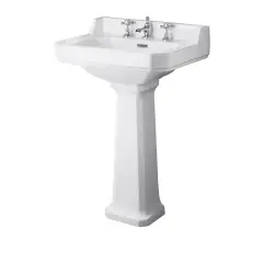 Hudson Reed Richmond 600mm Basin Comfort Height Pedestal 3 Tap Hole - White White