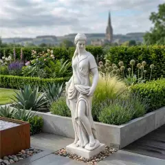 Solstice Sculptures Heidi Hunter Girl 85cm White Stone Effect White