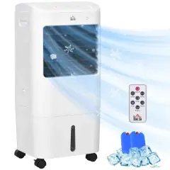 Homcom 3-in-1 Air Cooler W Oscillation Ice Packs Wheels White