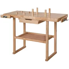 Tectake Workbench W Vices Model 1 Wooden Brown