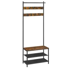 Songmics Vasagle Clothes Rack With 9 Removable Hooks For Hallway 47 Bedroom - Vintage Brown Black Brown