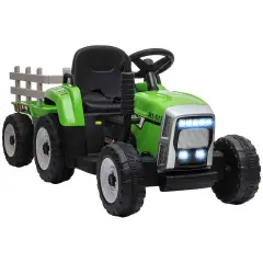 Homcom Ride On Tractor With Detachable Trailer- Green Green
