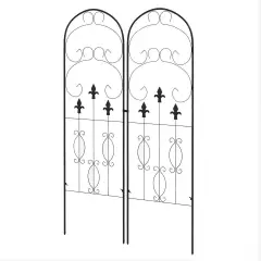 Outsunny 2pk Scrolls Design Metal Trellis Black