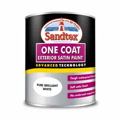 Sandtex One Coat Satin Brilliant White 750ml White