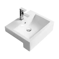 Nuie Square Semi Recess Basin W530xd440xh168mm White