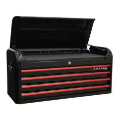Sealey Topchest 4 Drawer Retro Style-black 47 47 Red Anodised Draw Pulls