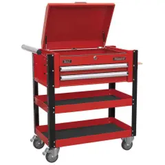 Sealey Ap760m Hd Mobile Tool 38 Parts Trolley 2 Drawer 38 Locking Top - Red Multi