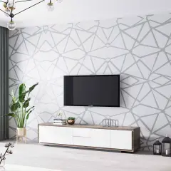 Garden Sanctuary 10m X 53cm Non-pasted Geometric Silver Grey Wallpaper Grey