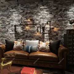Garden Sanctuary 950cm X 53cm Pvc Rustic Faux Brick 3d Wallpaper Roll Grey