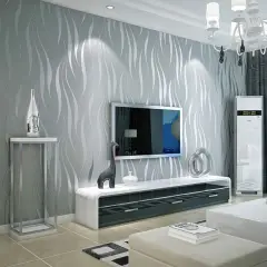 Garden Sanctuary 950cm X 53cm Non-pasted Waves Wallpaper Grey