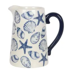 Something Different 17cm Seashell Ceramic Flower Jug Blue