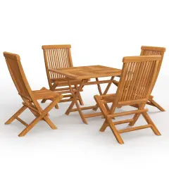 Vidaxl 5 Piece Garden Dining Set Solid Teak Wood Brown
