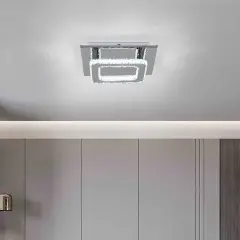 Garden Sanctuary Modern Square Crystal Ceiling Light 30cm - Silver