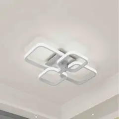 Garden Sanctuary Modern Led Energy-efficient Semi Flush Ceiling Light 60x46cm - White White