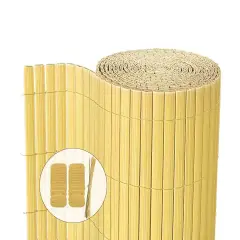 Vounot Pvc Privacy Screening Fence Bamboo 90x500cm Double Reinforced Brown