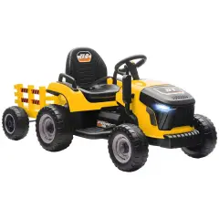 Aiyaplay Ride On Tractor And Trailer 12v Electric Ride On Tractor Yellow Yellow