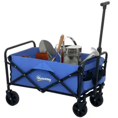 Outsunny 62l Festival Trolley 120kg Heavy Duty Folding Trolley Cart Blue Blue