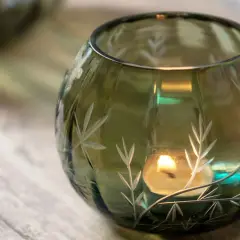 Crossland Grove Etched Petal Tealight Holder Small Green