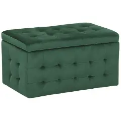 Beliani Storage Ottoman Michigan Velvet Dark Green Green