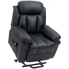 Homcom Pu Leather Electric Recliner Mobility Lift Rise Overstuffed Design Black Black