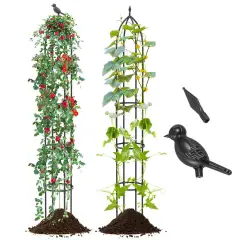 Costway 2-pack 197 Cm Garden Trellis For Climbing Plants-black Black