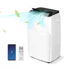 Costway 12000 Btu Portable Air Conditioner With Wifi Smart App And Sleep Mode-white White