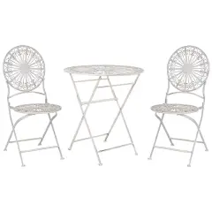 Beliani Bistro Set Folding Scafa Metal White White