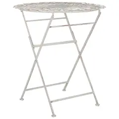 Beliani Bistro Table Stiffe 70 70cm Metal White White