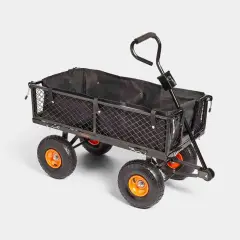 Vonhaus 85l Garden Cart Trolley Black