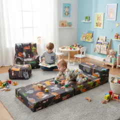 Child S Z Bed And Bean Bag Chair With Footstool