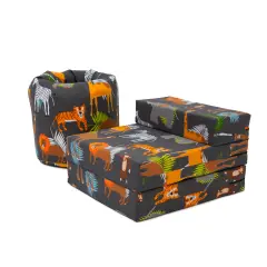 Kids Bean Bag And Folding Z Bed Printed Toddler Beanbag Chair And Guest Mattress