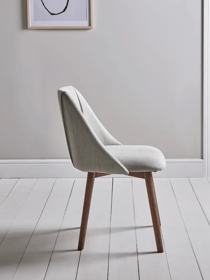 Two Upholstered Dining Chairs - Stone