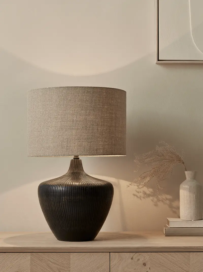 Textured Mango Wood Table Lamp