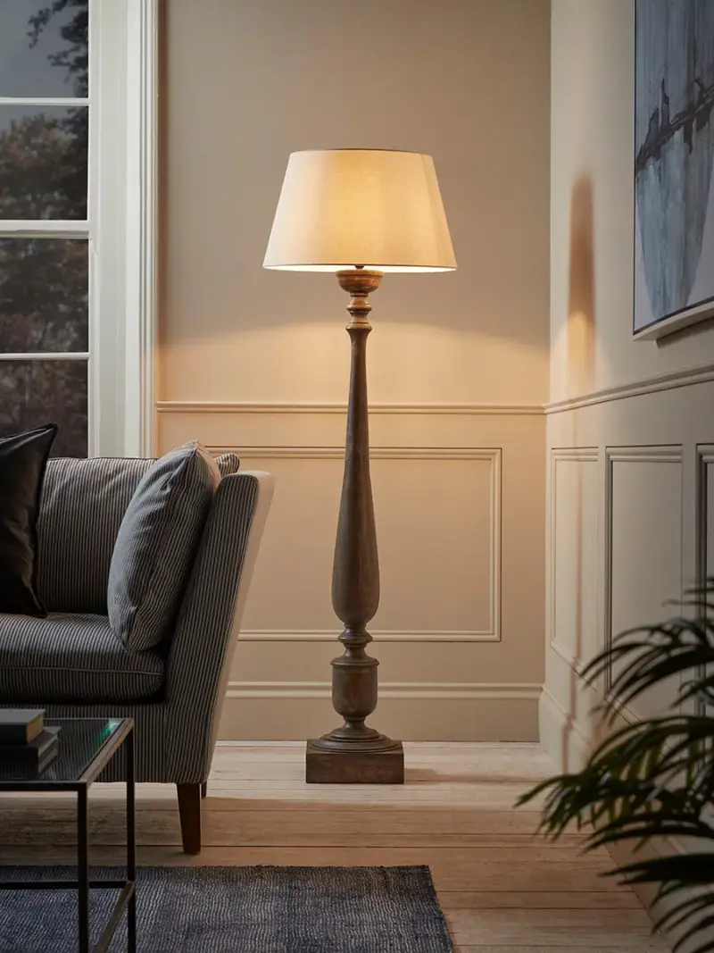 Greywash Turned Floor Lamp