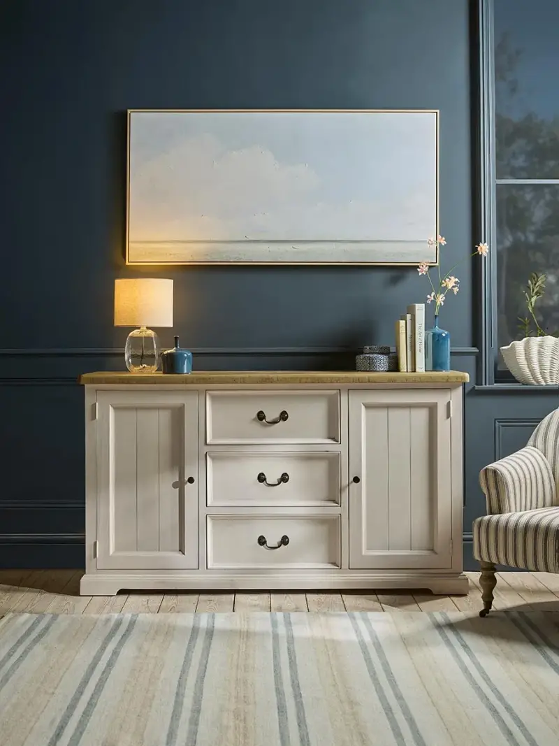 French Blue Striped Rug