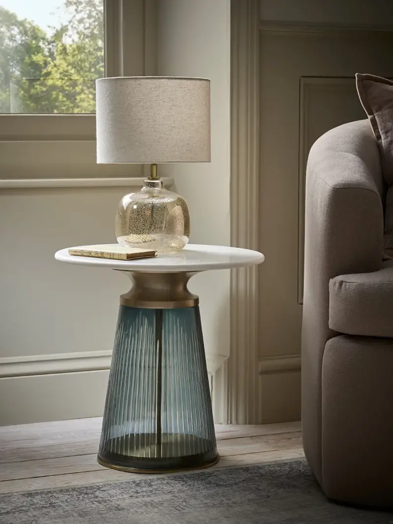Round Mercuried Glass Table Lamp