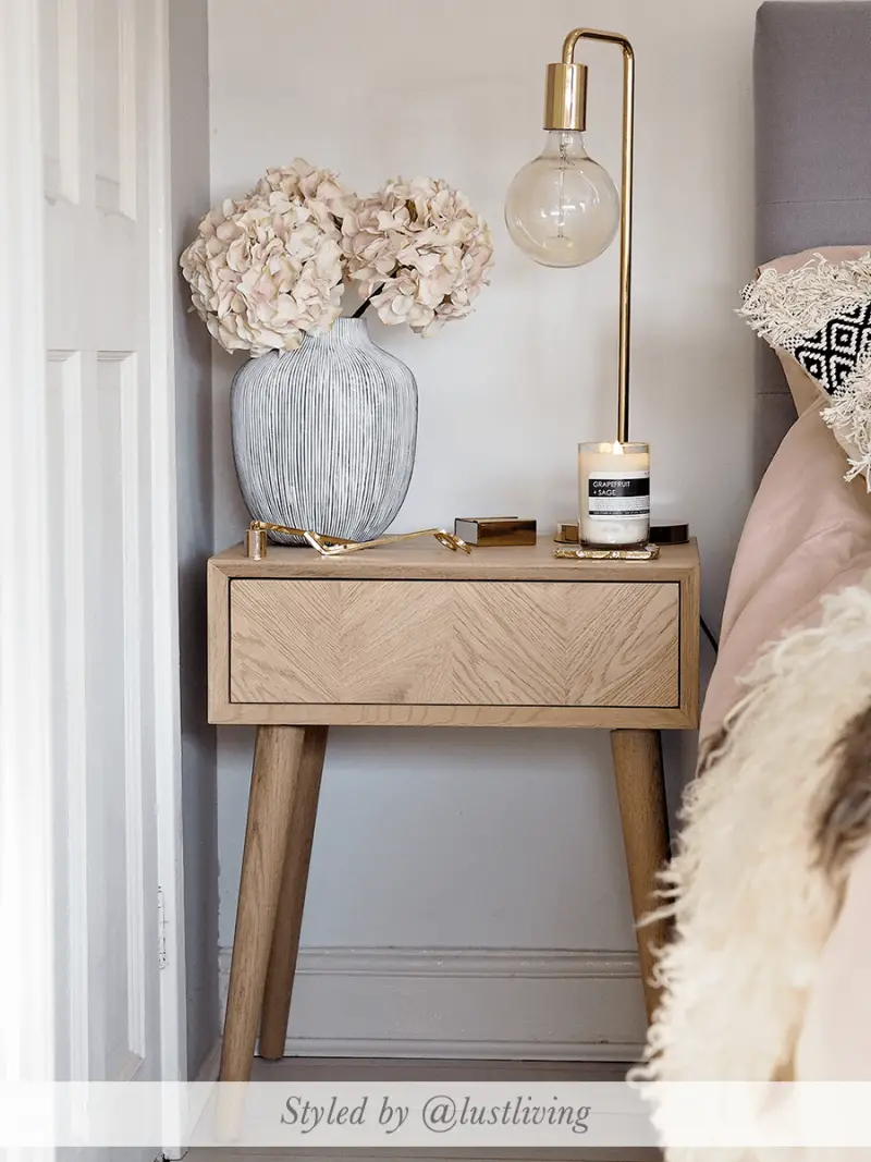 Chevron Oak Side Table