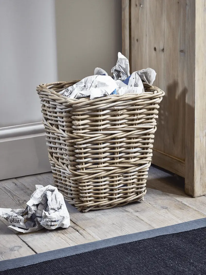 Rattan Waste Paper Basket - Square