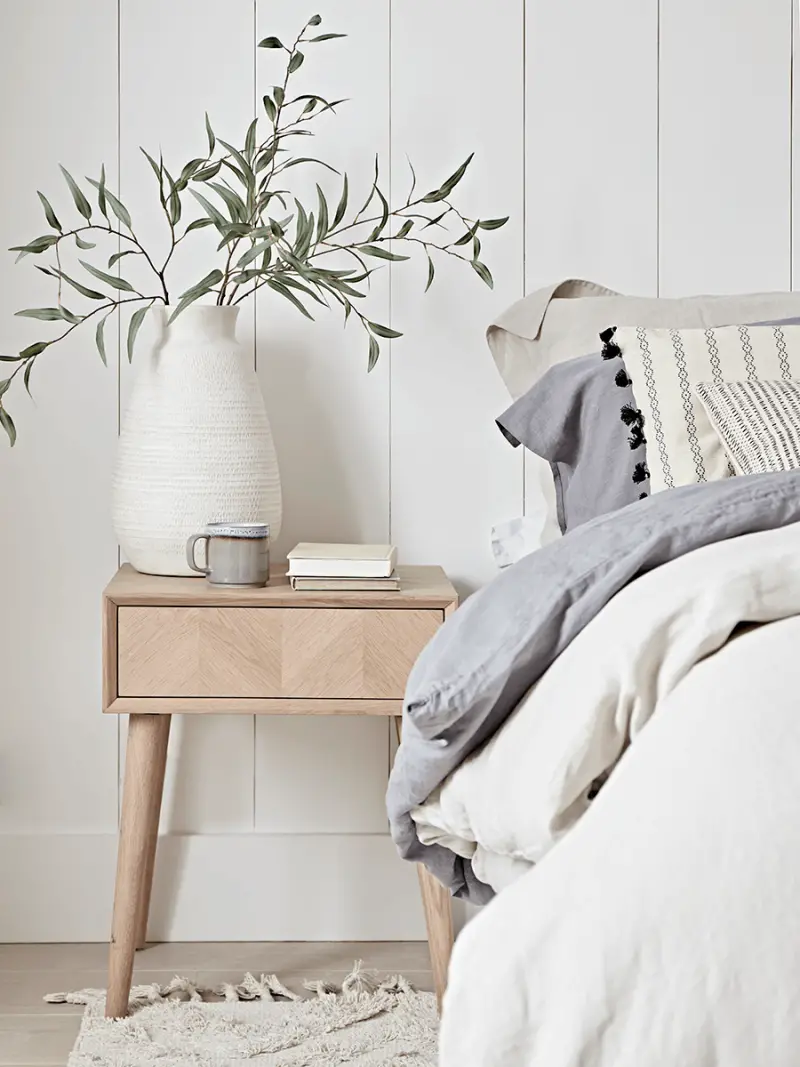 Chevron Oak Bedside Table