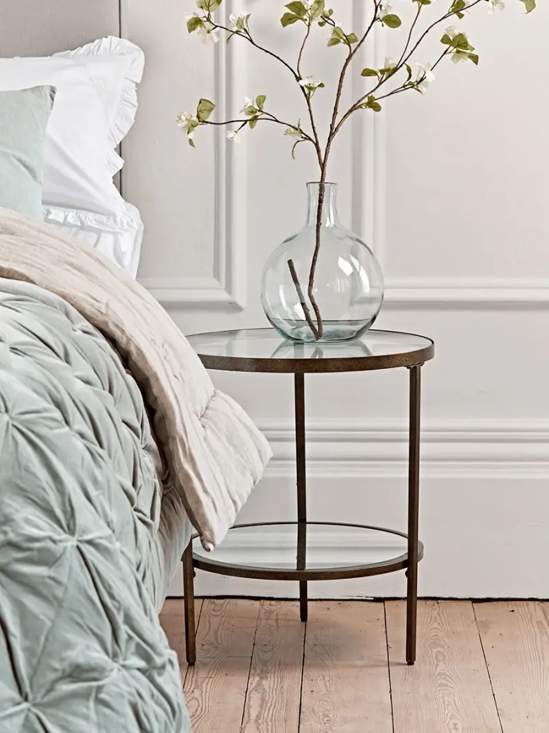 Glass Display Side Table - Aged Bronze