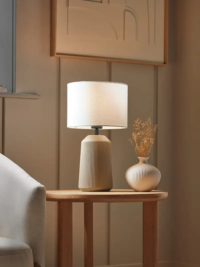 Ribbed Table Lamp - Taupe