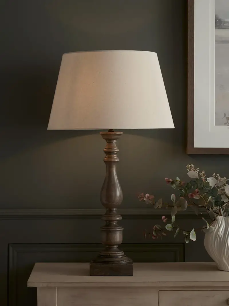 Greywash Turned Table Lamp