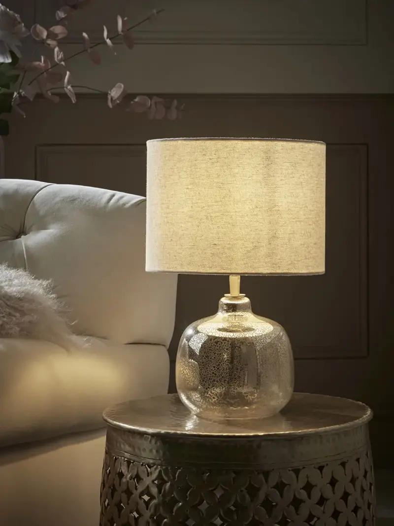 Round Mercuried Glass Table Lamp