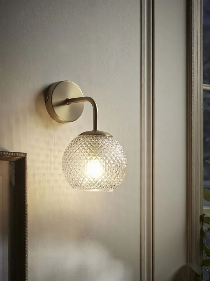 Round Cut Glass Wall Light