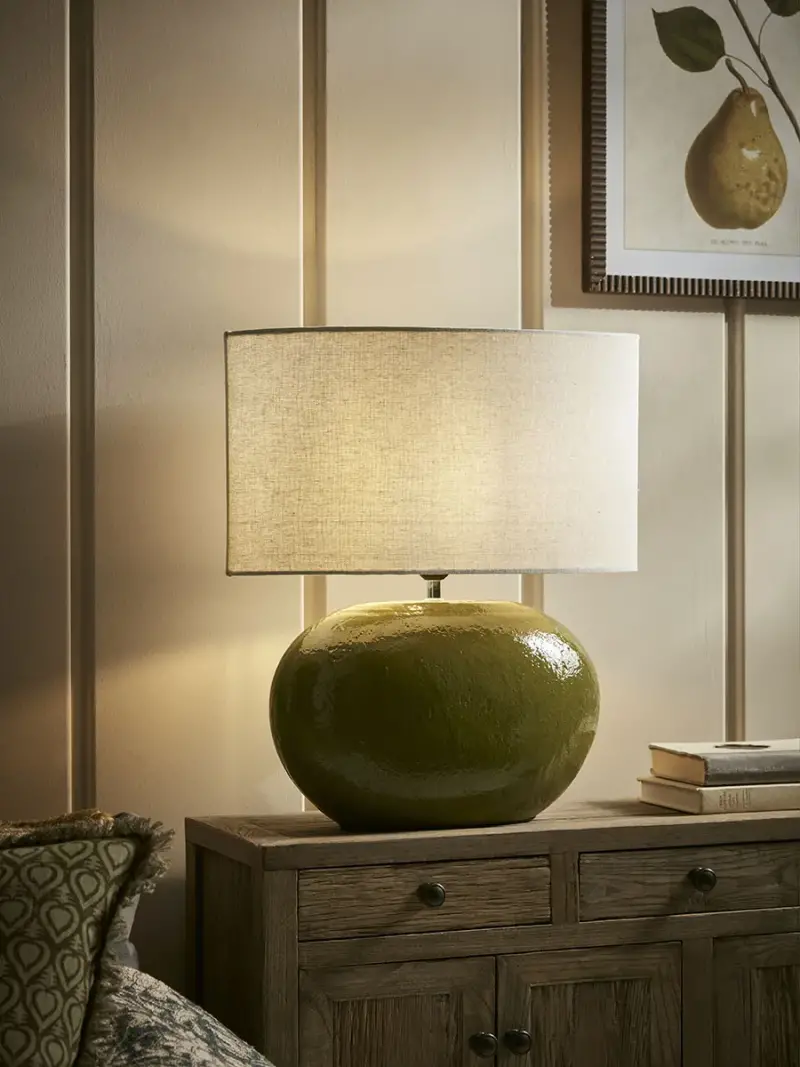 Olive Green Glazed Table Lamp