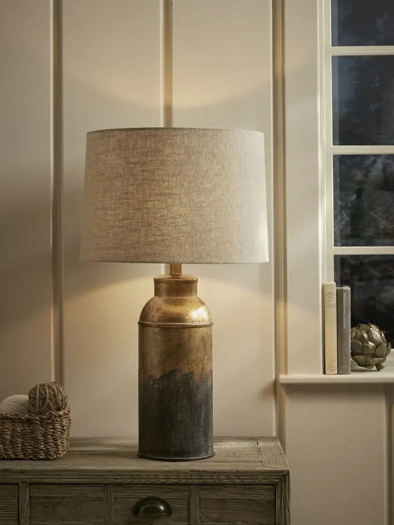 Aged Metal Table Lamp