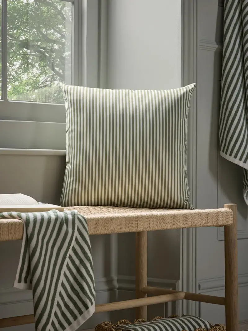 Classic Square Indoor Outdoor Cushion - Olive Stripe