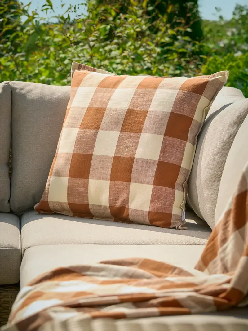 Gingham Indoor Outdoor Cushion - Terracotta