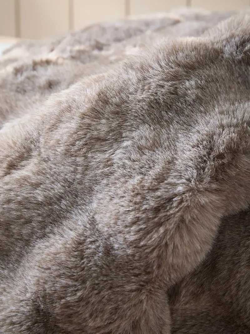 Bobble Faux Fur Throw - Slate Grey